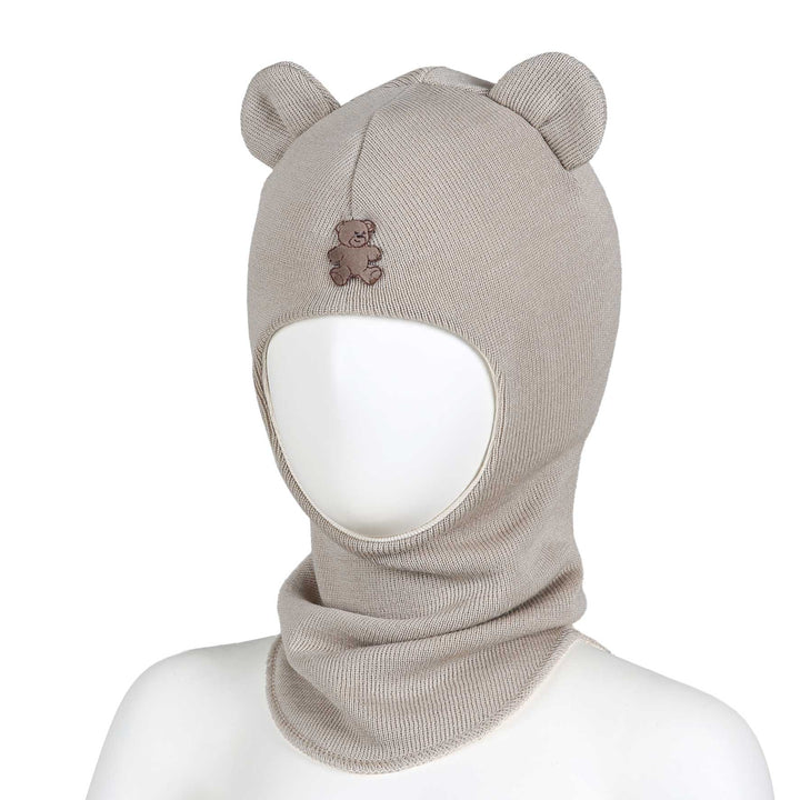 Kivat Balaclava i ull med teddybjørn- Latte