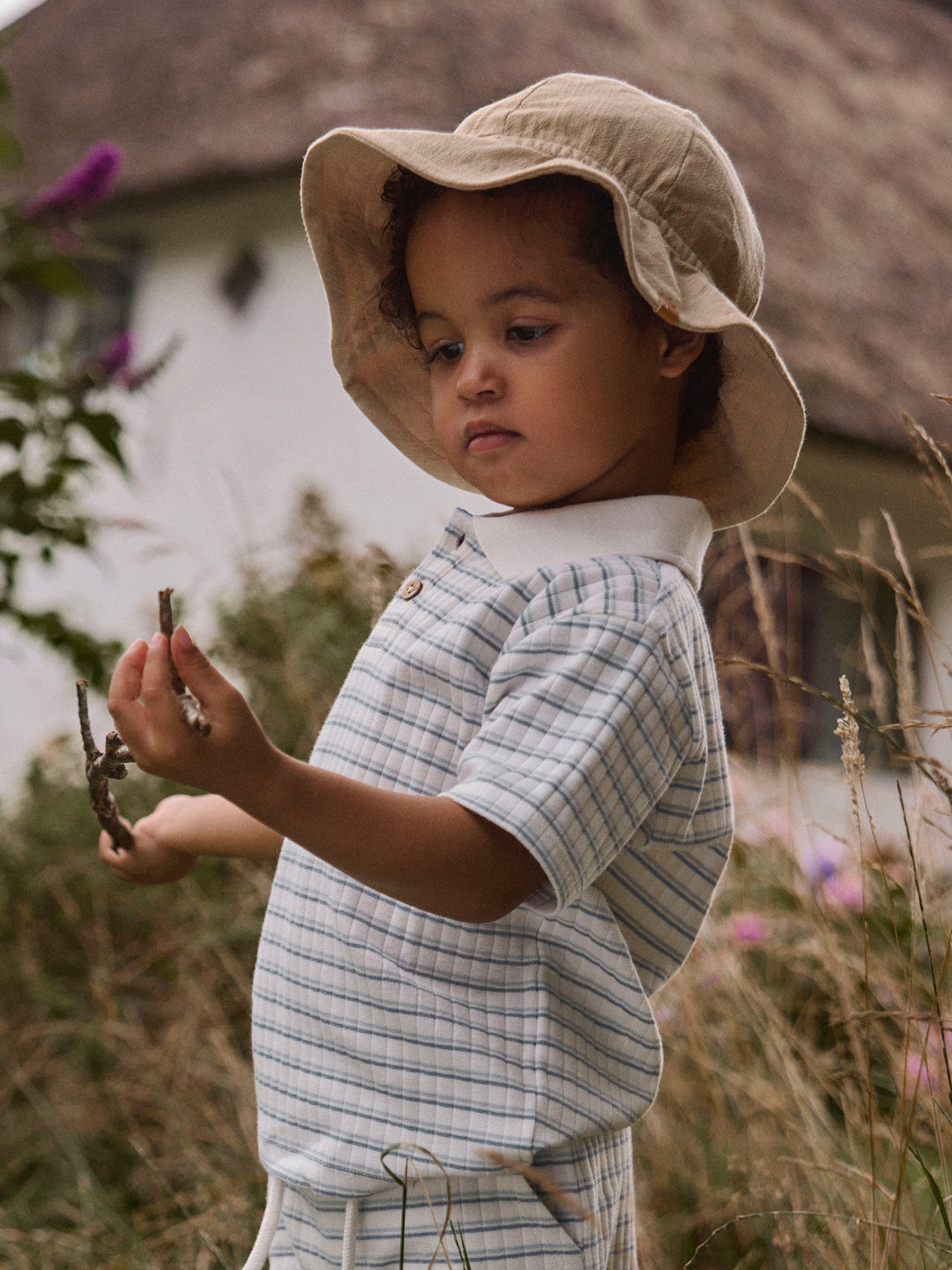 Lil’Atelier polo Haldur – Coconut Milk Dusty Blue