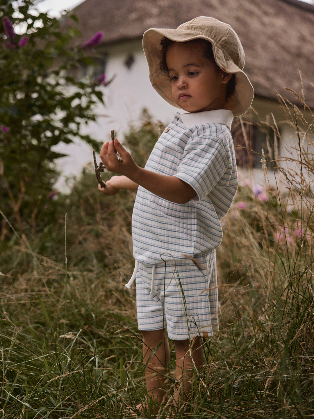 Lil’Atelier polo Haldur – Coconut Milk Dusty Blue