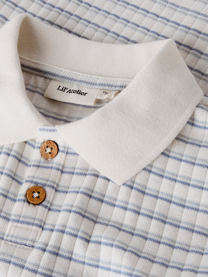 Lil’Atelier polo Haldur – Coconut Milk Dusty Blue